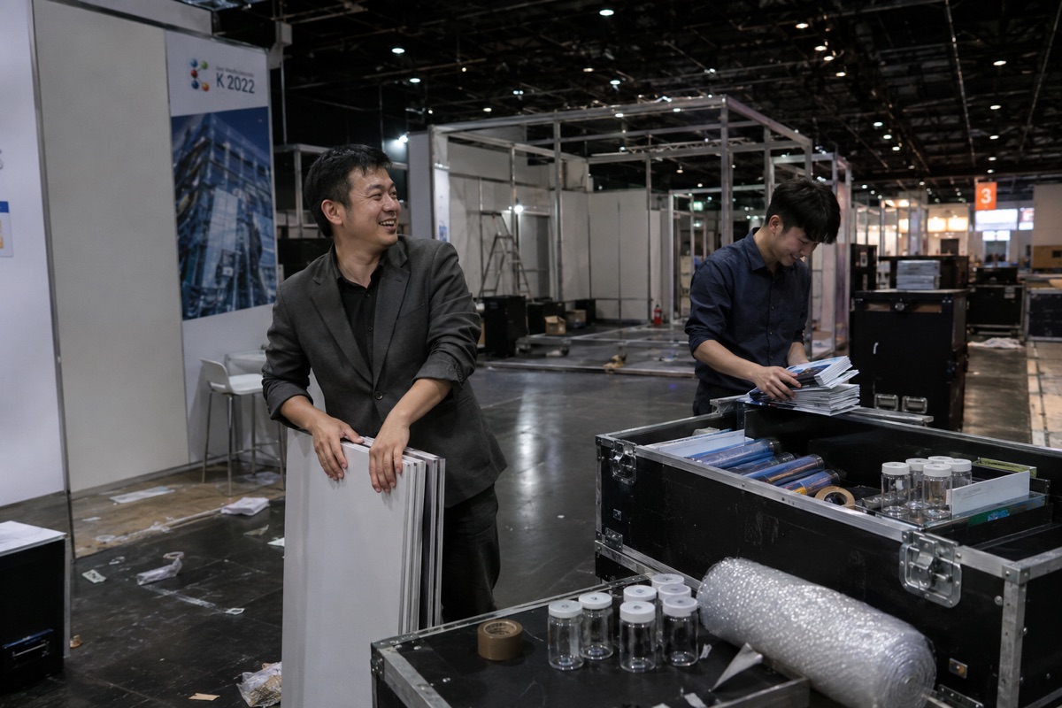 Packing up at the end of the last day, K Show Düsseldorf